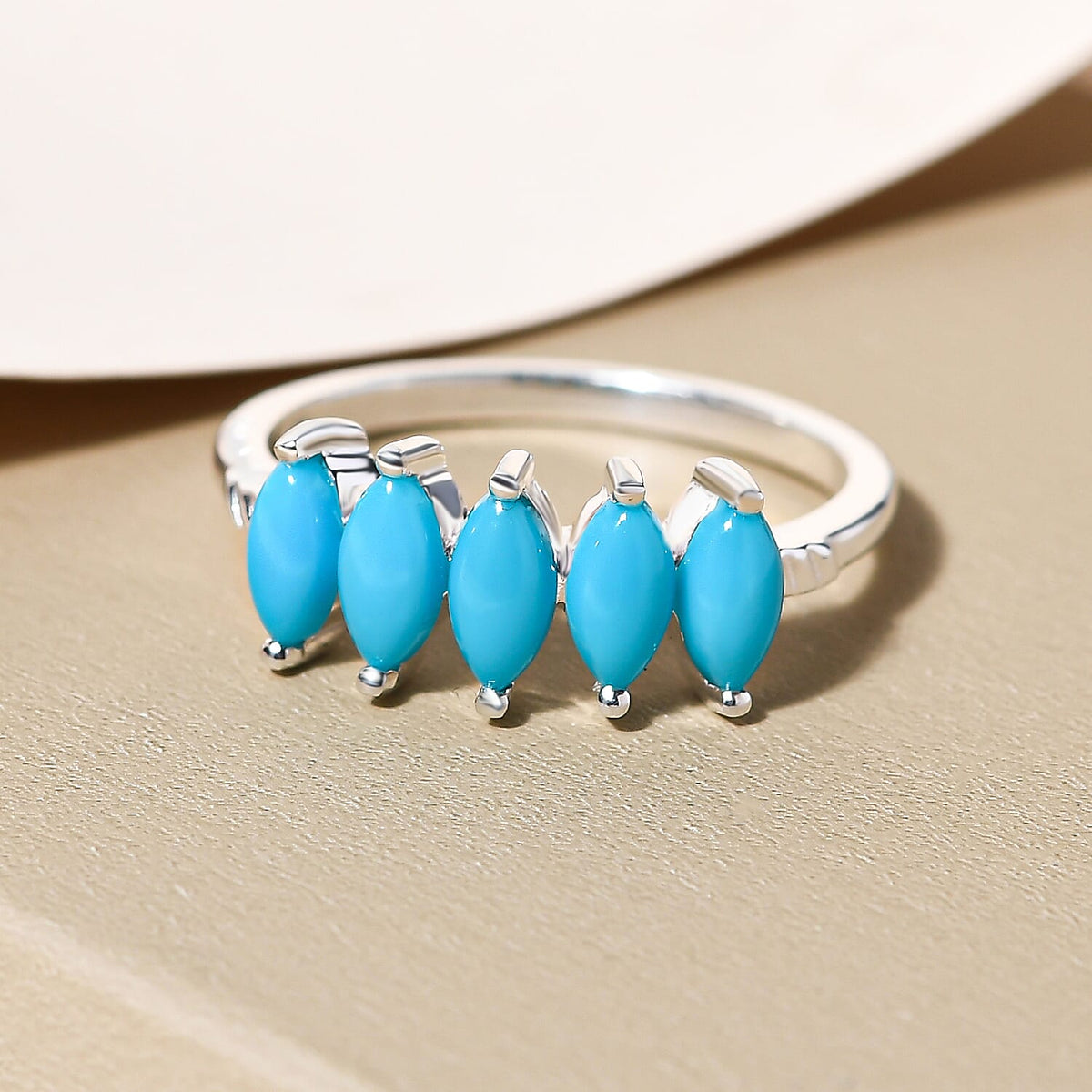 Arizona Sleeping Beauty Turquoise 5 Stone Ring in Sterling Silver 8857853 2