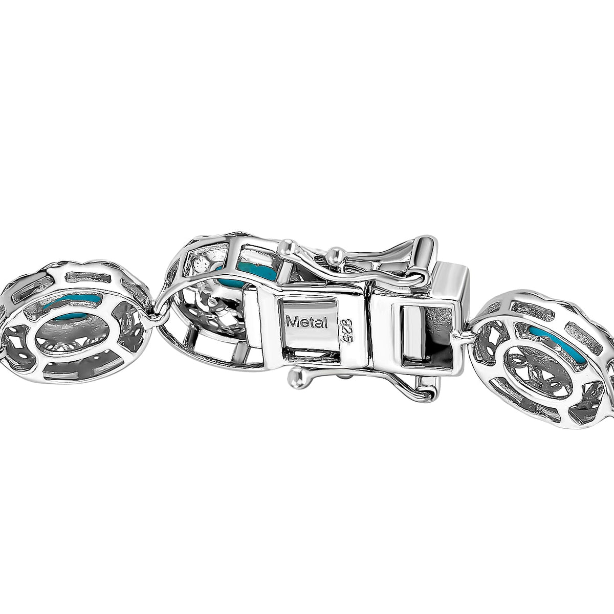 Arizona Sleeping Beauty Turquoise Tennis Bracelet (Size - 7.5) in Platinum Overlay Sterling Silver 3.95 Ct, Silver Wt. 14.01 Gms 7526849 7