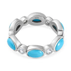 Arizona Sleeping Beauty Turquoise and Natural Zircon Band Ring in Platinum Overlay Sterling Silver 3.30 Ct.