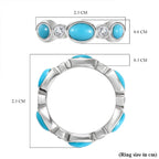 Arizona Sleeping Beauty Turquoise and Natural Zircon Band Ring in Platinum Overlay Sterling Silver 3.30 Ct.