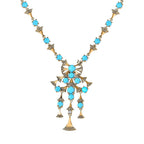 Arizona Sleeping Beauty Turquoise and Natural Zircon Necklace (Size - 20) 18K Vermeil Yellow Gold Plated Sterling Silver 10.31 Ct, Silver Wt. 20.00 Gms