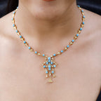 Arizona Sleeping Beauty Turquoise and Natural Zircon Necklace (Size - 20) 18K Vermeil Yellow Gold Plated Sterling Silver 10.31 Ct, Silver Wt. 20.00 Gms