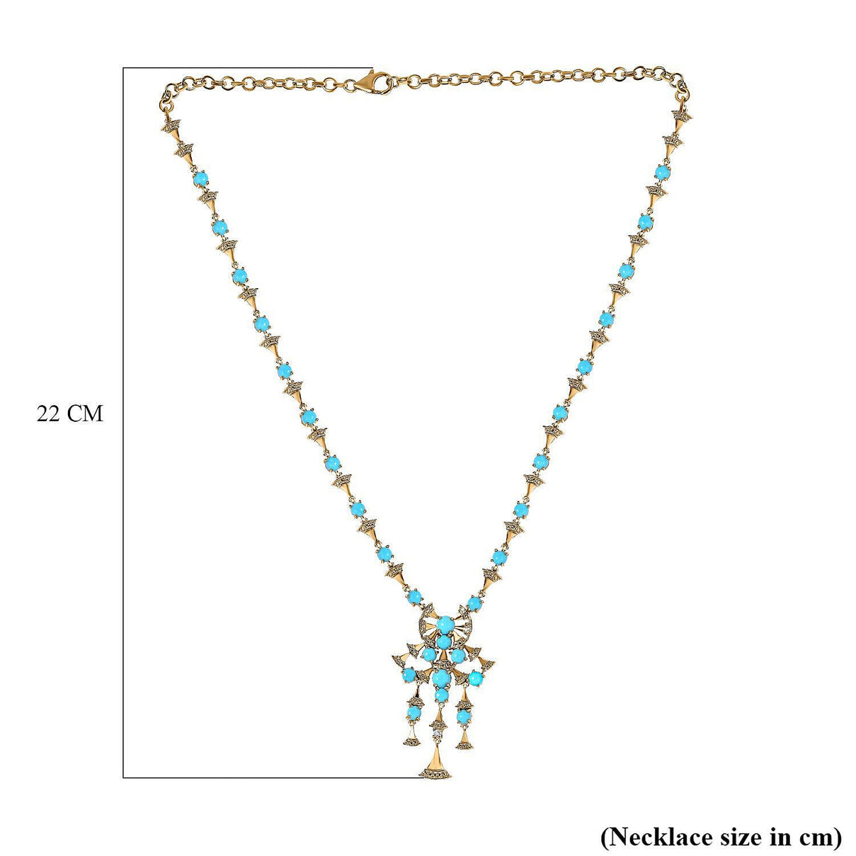 Arizona Sleeping Beauty Turquoise and Natural Zircon Necklace (Size - 20) 18K Vermeil Yellow Gold Plated Sterling Silver 10.31 Ct, Silver Wt. 20.00 Gms 7382573 4