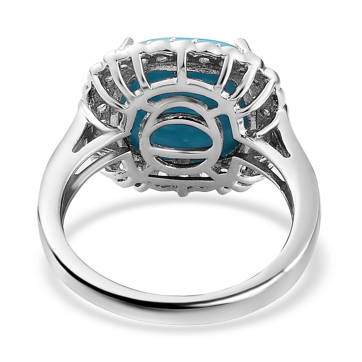 Arizona Sleeping Beauty Turquoise and Natural Zircon Ring in Platinum Overlay Sterling Silver 5.7 Ct. 7211452 5