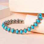 Arizona Sleeping Beauty Turquoise and Natural Zircon Bracelet (Size - 8) in Platinum Overlay Sterling Silver 15.60 Ct, Silver Wt. 17.93 Gms