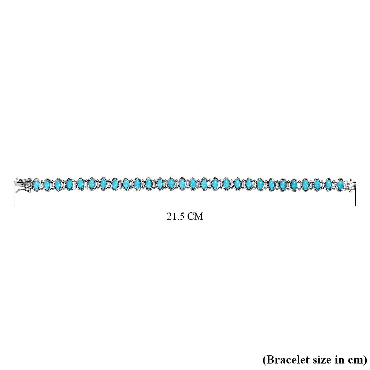 Arizona Sleeping Beauty Turquoise and Natural Zircon Bracelet (Size - 8) in Platinum Overlay Sterling Silver 15.60 Ct, Silver Wt. 17.93 Gms 7559258 4