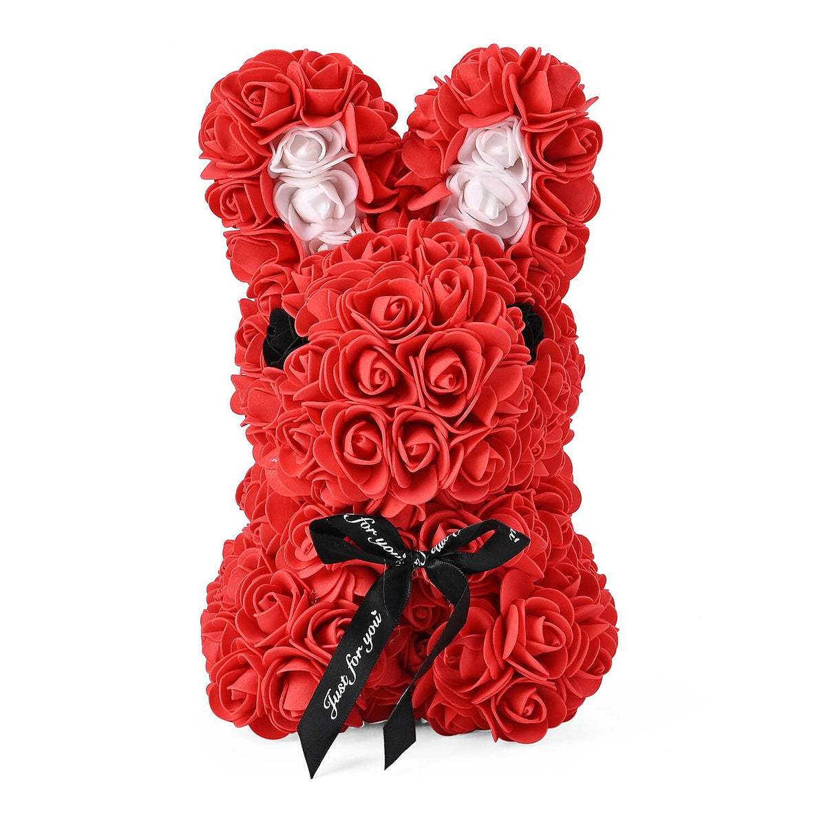 Handcrafted Rose Flower Bunnie with Bow - Red V32699618 0