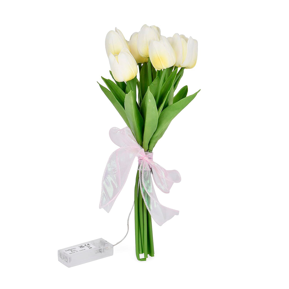 10 Pcs Realistic Tulip Bouquet with LED Light - White 7698416 0