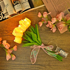 10 Pcs Realistic Tulip Bouquet with LED Light - White