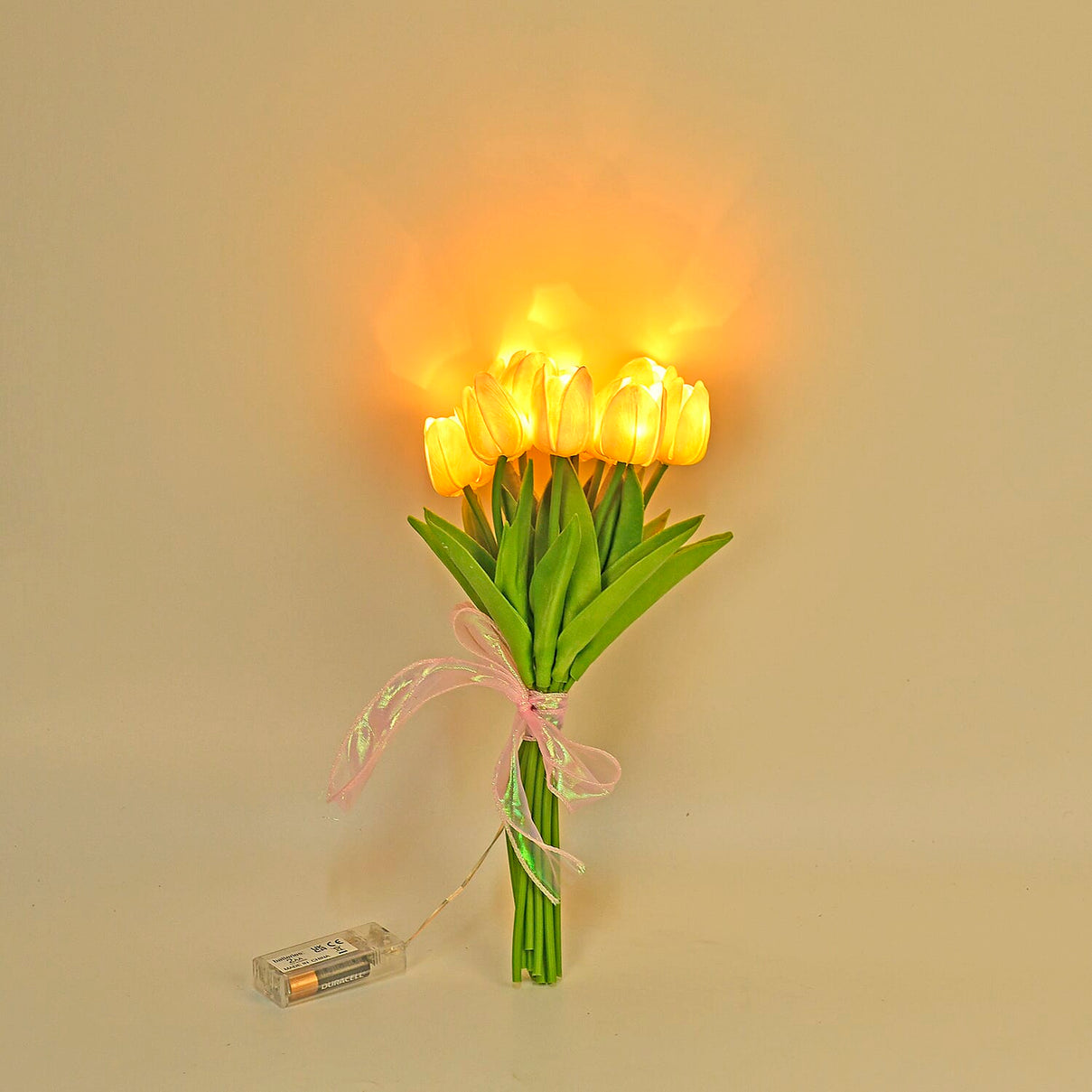 10 Pcs Realistic Tulip Bouquet with LED Light - White 7698416 2