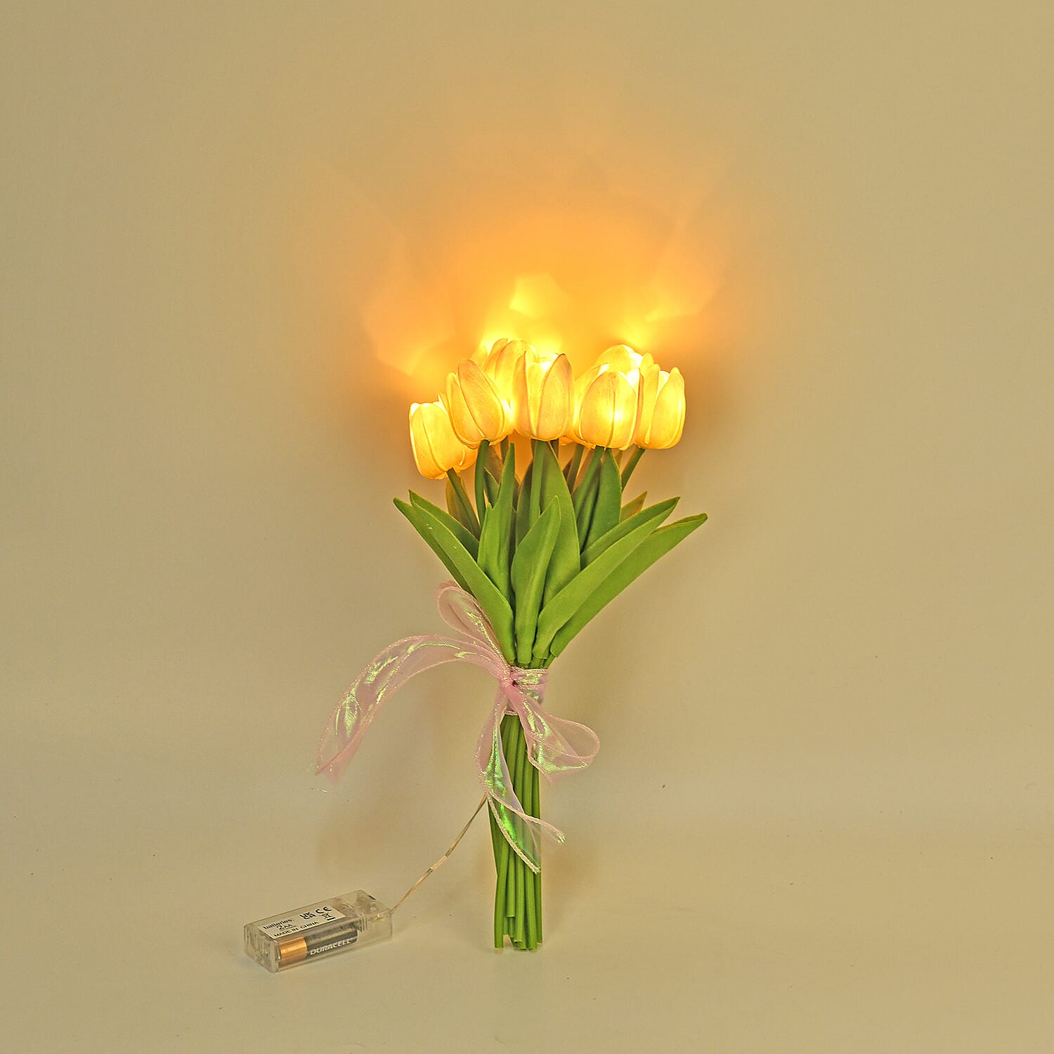10 Pcs Realistic Tulip Bouquet with LED Light - White 7698416 2