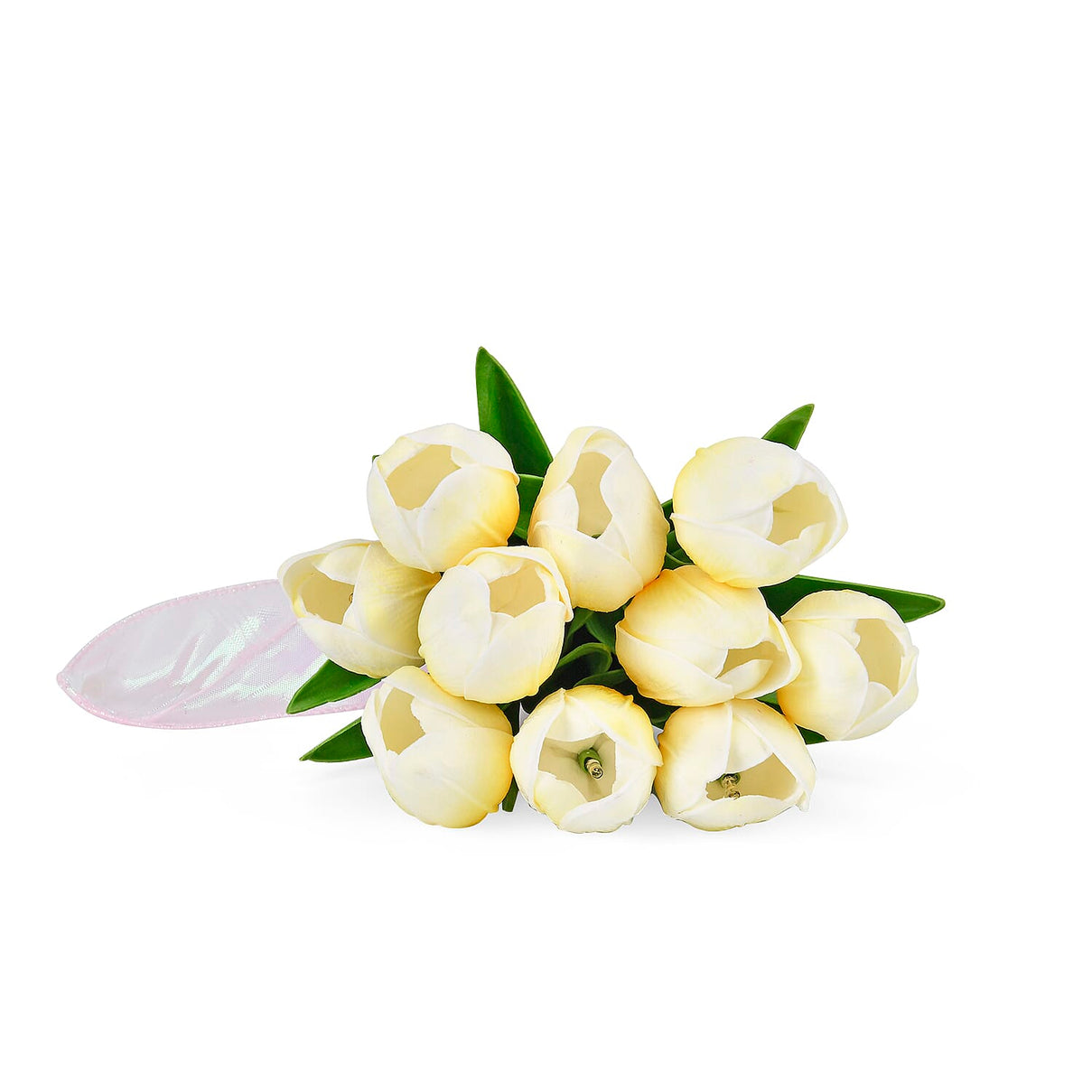 10 Pcs Realistic Tulip Bouquet with LED Light - White 7698416 3