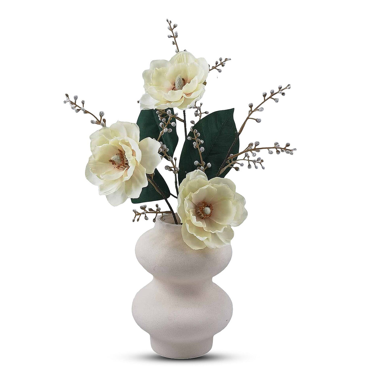 White Magnolia Artificial Flower Arrangement in Ceramic Vase 7810063 0