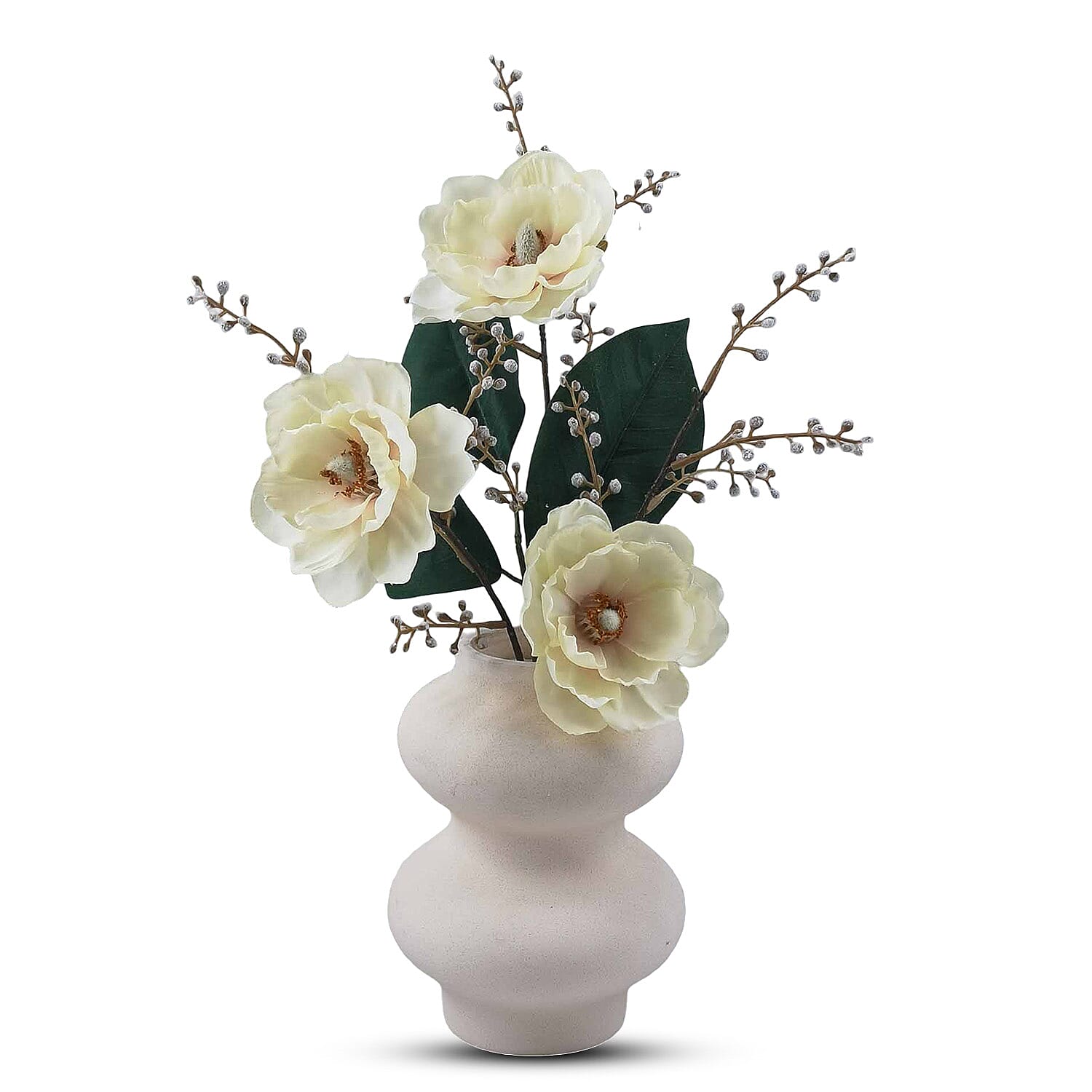 White Magnolia Artificial Flower Arrangement in Ceramic Vase 7810063 0