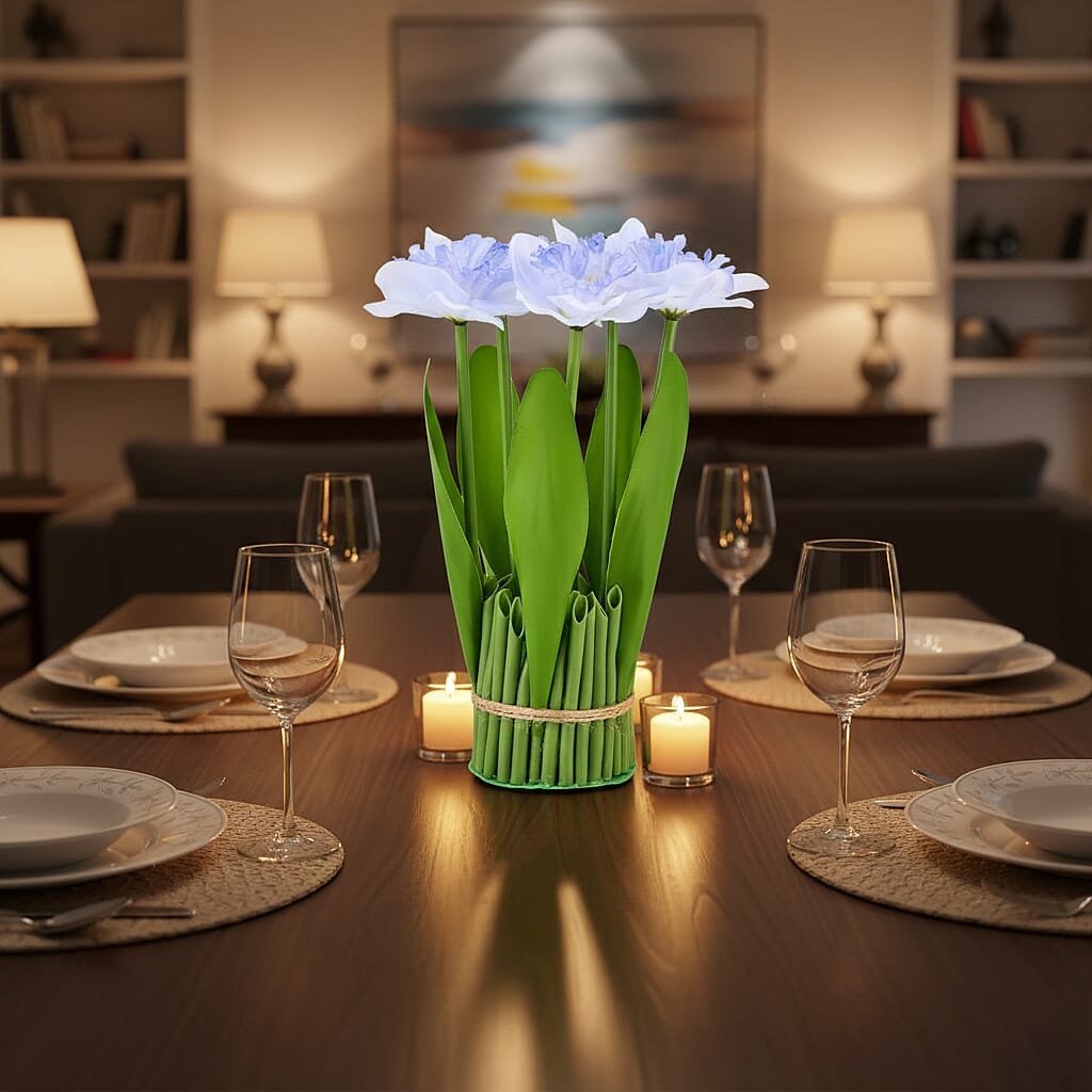 Daffodils  Faux Flower Bundle (22cm) - Light Blue 8363213 2