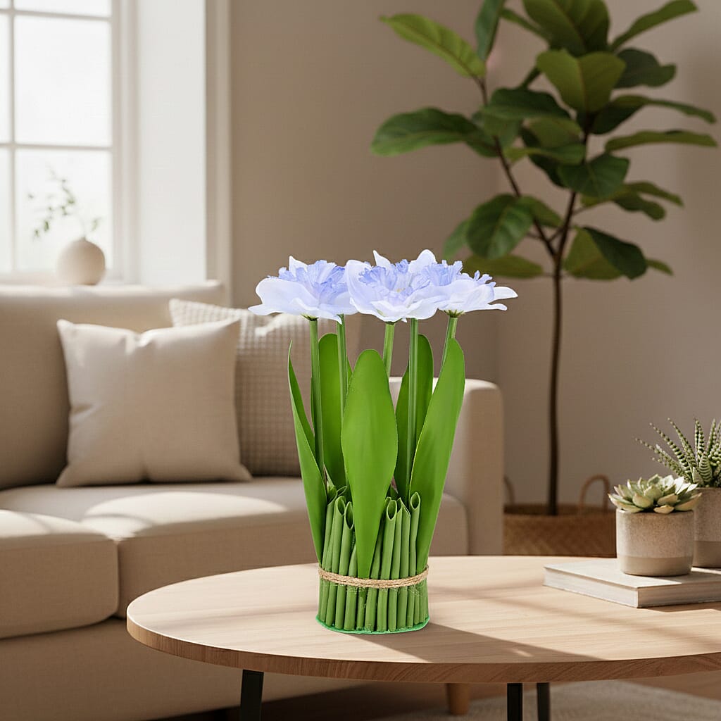 Daffodils  Faux Flower Bundle (22cm) - Light Blue