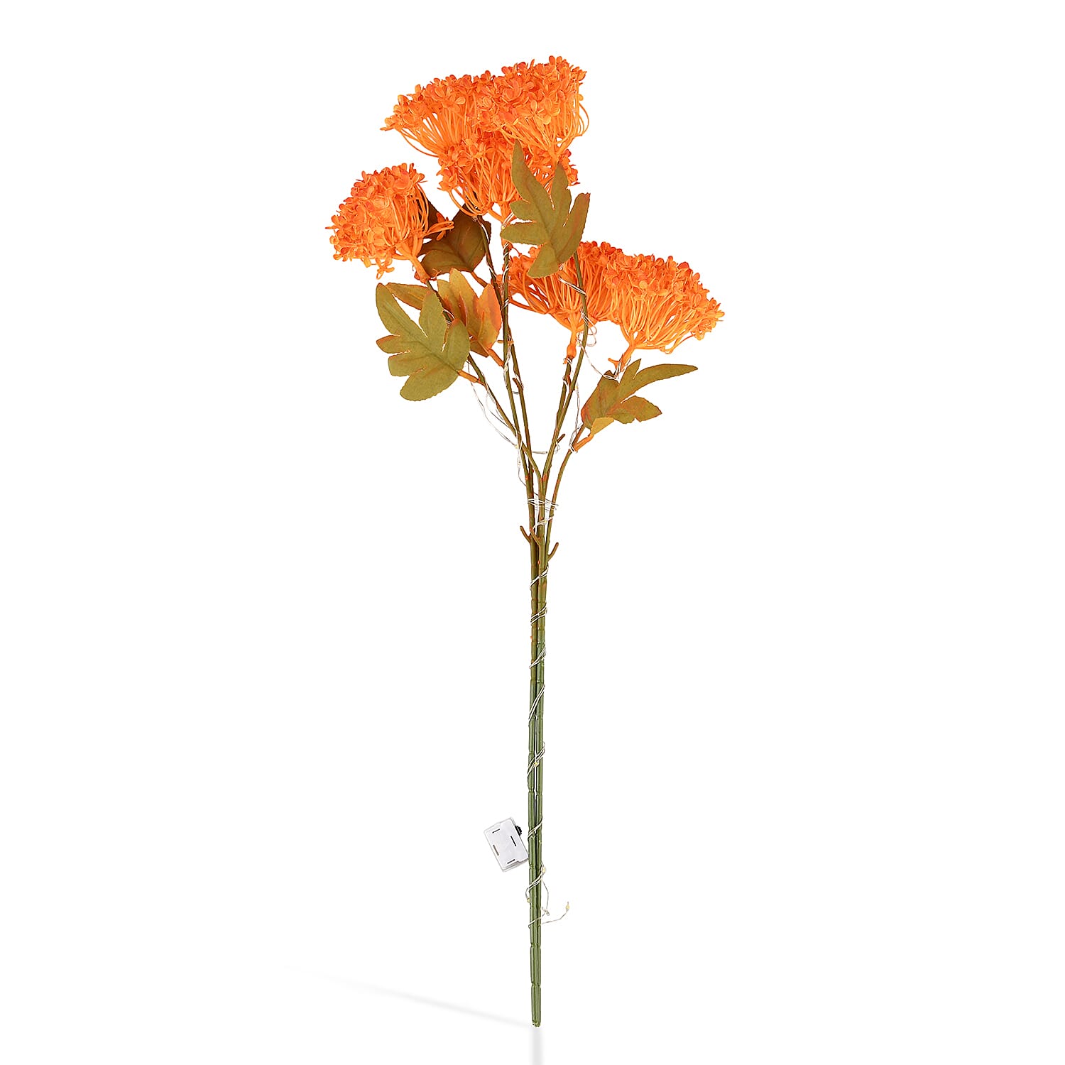 Set of 2 Artificial Hydrangea Faux Flower with LED Lights (60 cm - Orange V32516164 0