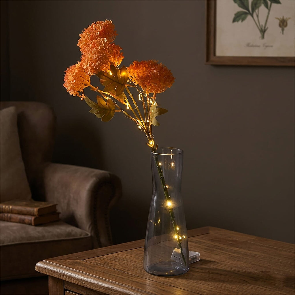 Set of 2 Artificial Hydrangea Faux Flower with LED Lights (60 cm - Pink