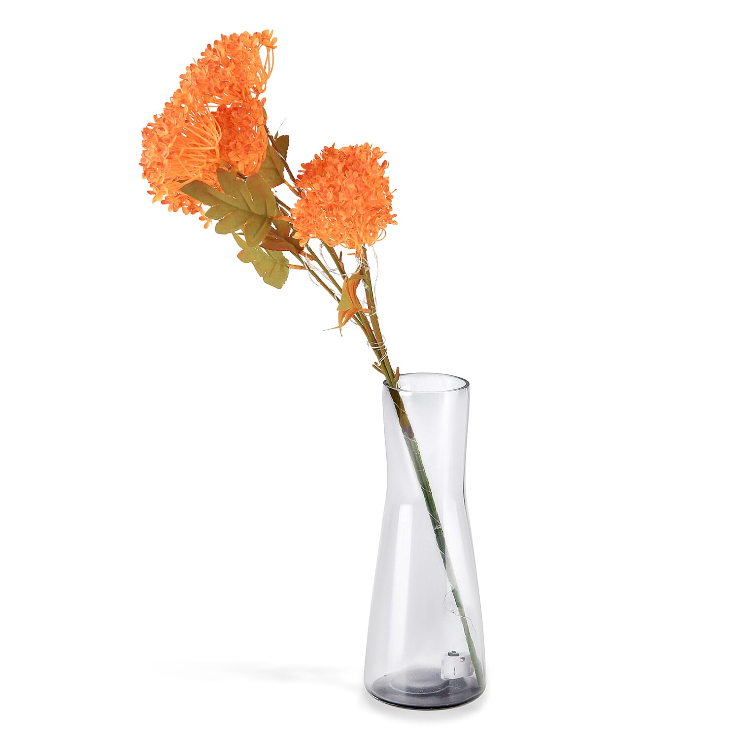 Set of 2 Artificial Hydrangea Faux Flower with LED Lights (60 cm - Orange V32363563 4