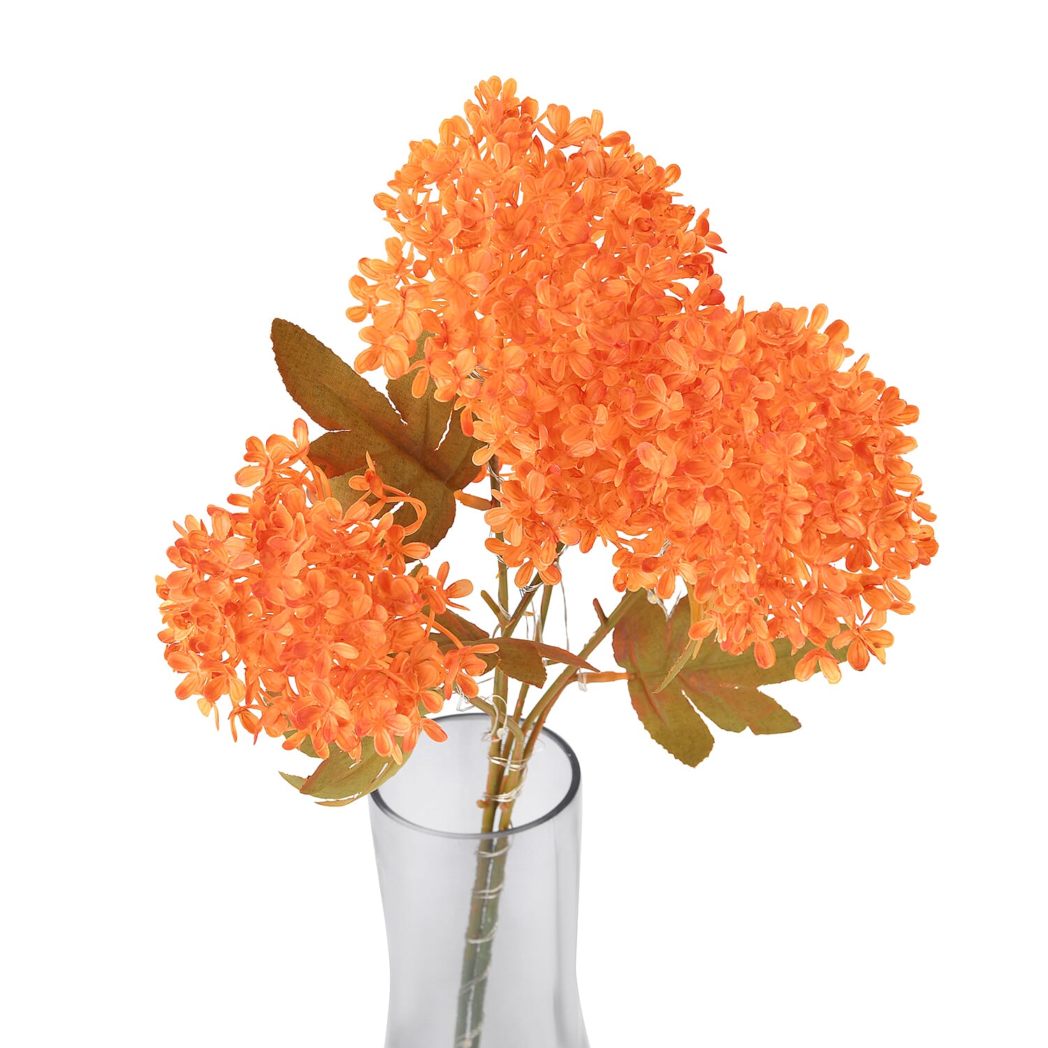 Set of 2 Artificial Hydrangea Faux Flower with LED Lights (60 cm - Orange V32516164 5