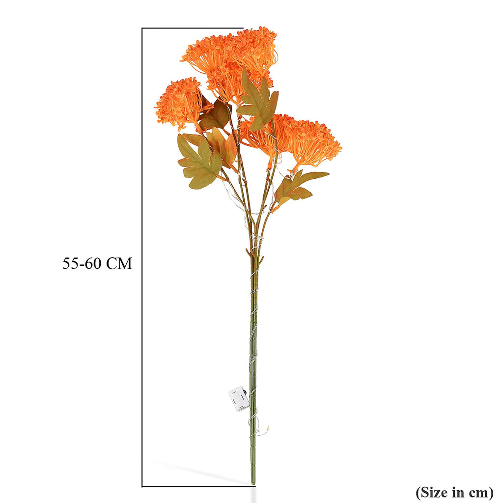 Set of 2 Artificial Hydrangea Faux Flower with LED Lights (60 cm - Orange