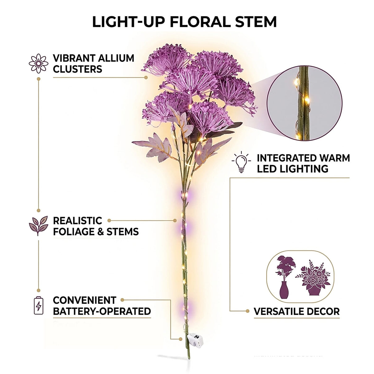 Set of 2 Artificial Hydrangea Faux Flower with LED Lights (60 cm - Pink V32363374 3