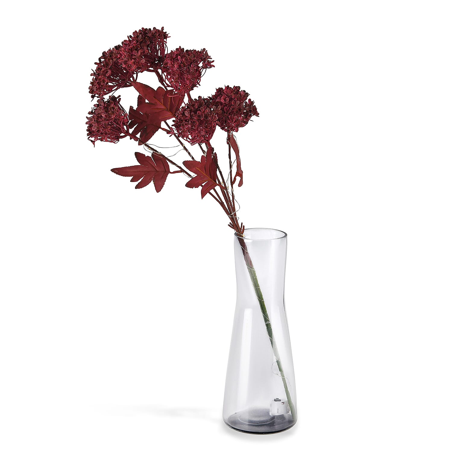 Set of 2 Artificial Hydrangea Faux Flower with LED Lights (60 cm) - Red V32363005 4