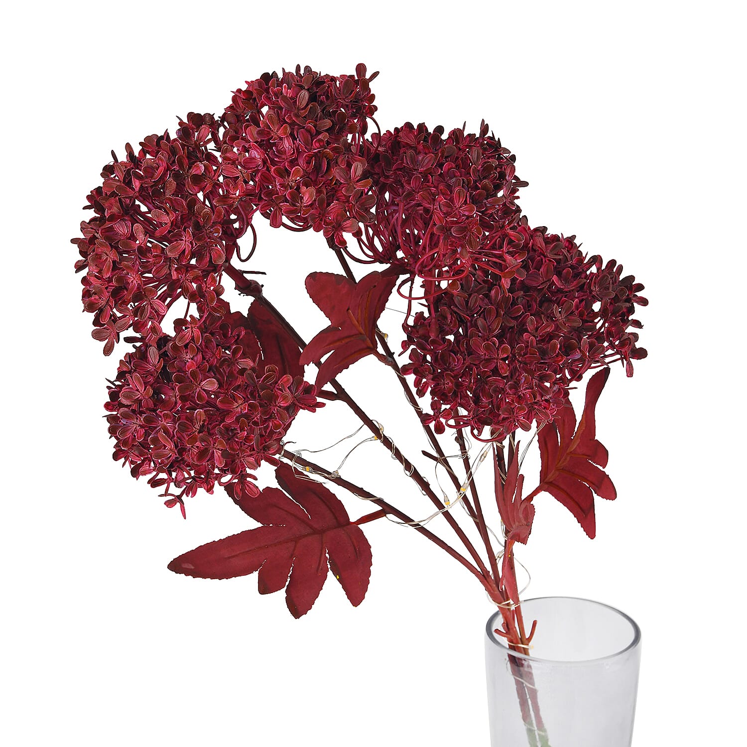 Set of 2 Artificial Hydrangea Faux Flower with LED Lights (60 cm) - Red V32515365 5