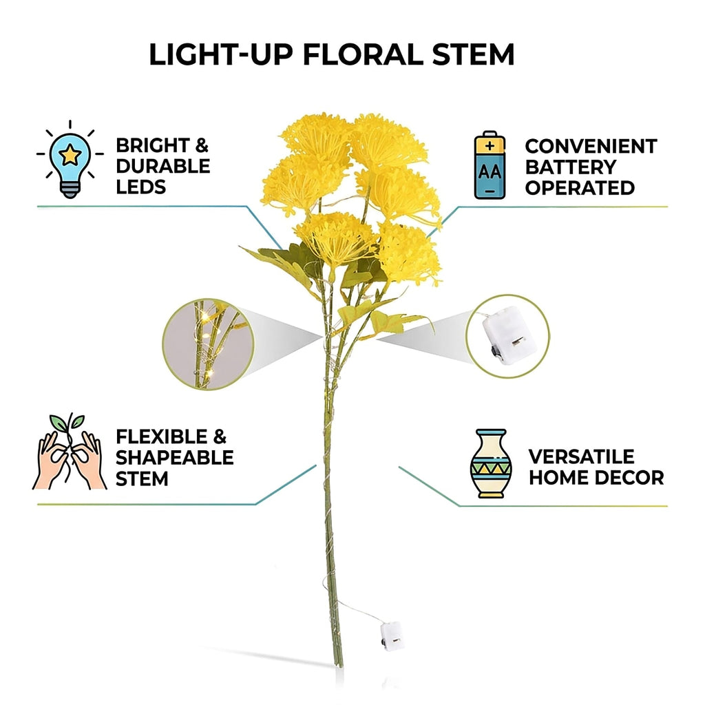 Set of 2 Artificial Hydrangea Faux Flower with LED Lights (60 cm)- Yellow