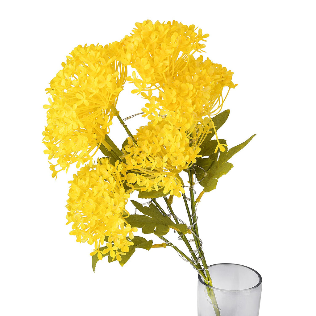Set of 2 Artificial Hydrangea Faux Flower with LED Lights (60 cm)- Yellow