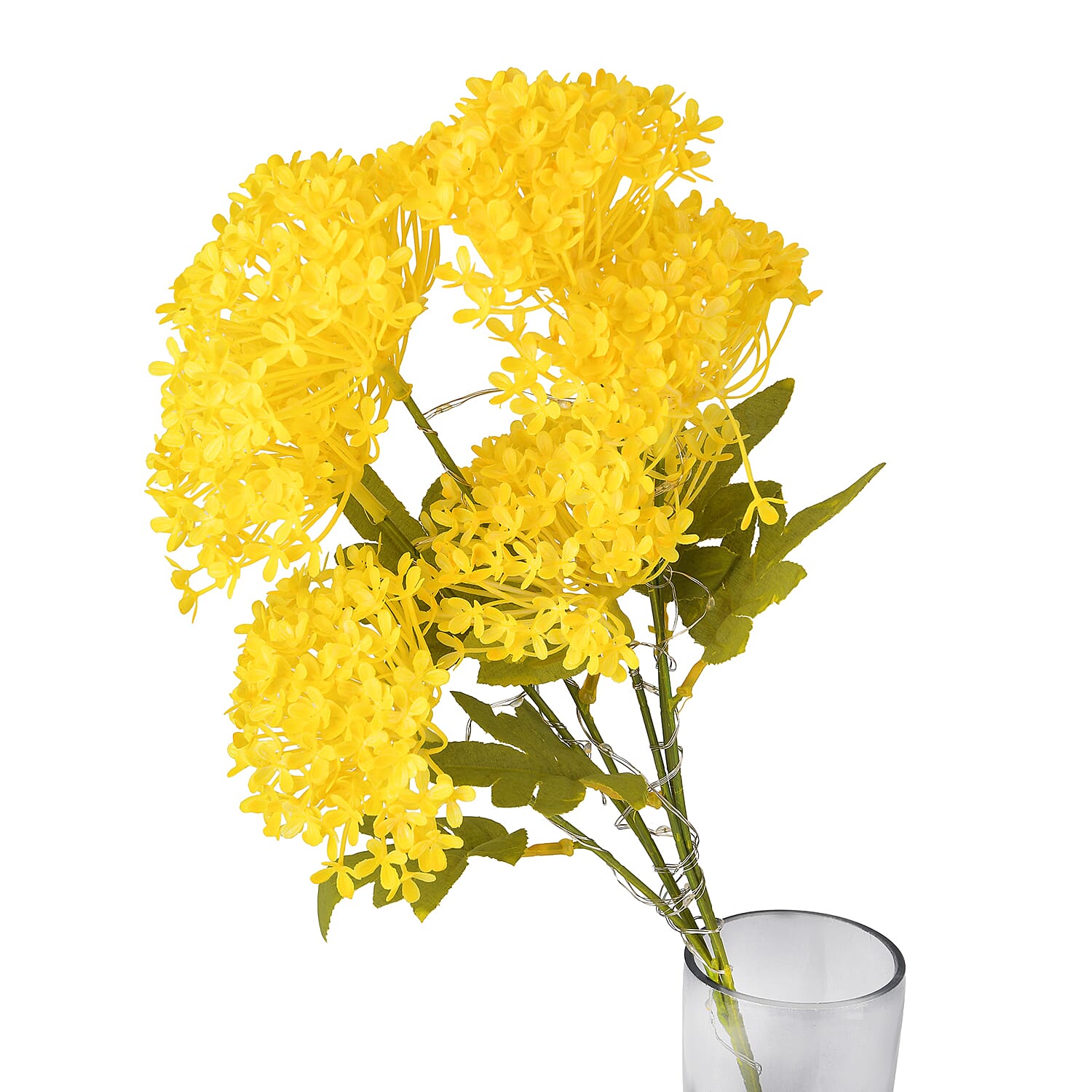 Set of 2 Artificial Hydrangea Faux Flower with LED Lights (60 cm)- Yellow 8413611 5