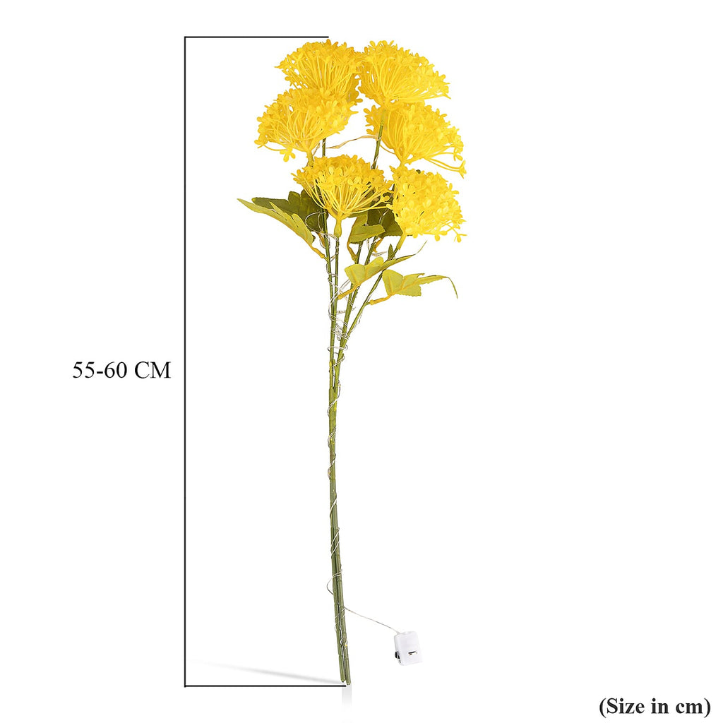 Set of 2 Artificial Hydrangea Faux Flower with LED Lights (60 cm)- Yellow