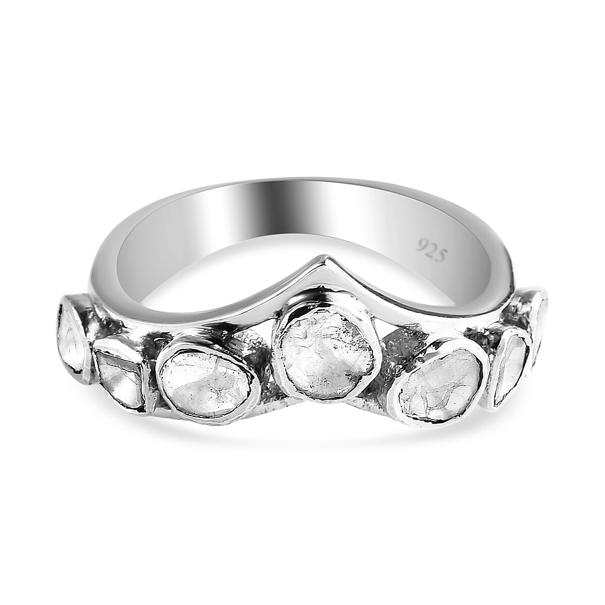 Artisan Crafted - 0.50 Ct. Polki Diamond Ring in Platinum Plated Sterling Silver 8907936 0