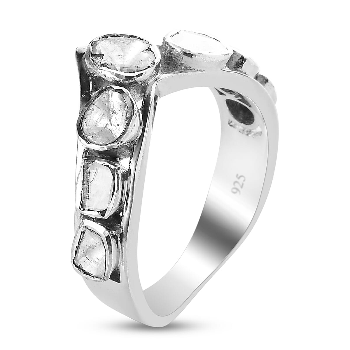 Artisan Crafted - 0.50 Ct. Polki Diamond Ring in Platinum Plated Sterling Silver 8907936 3