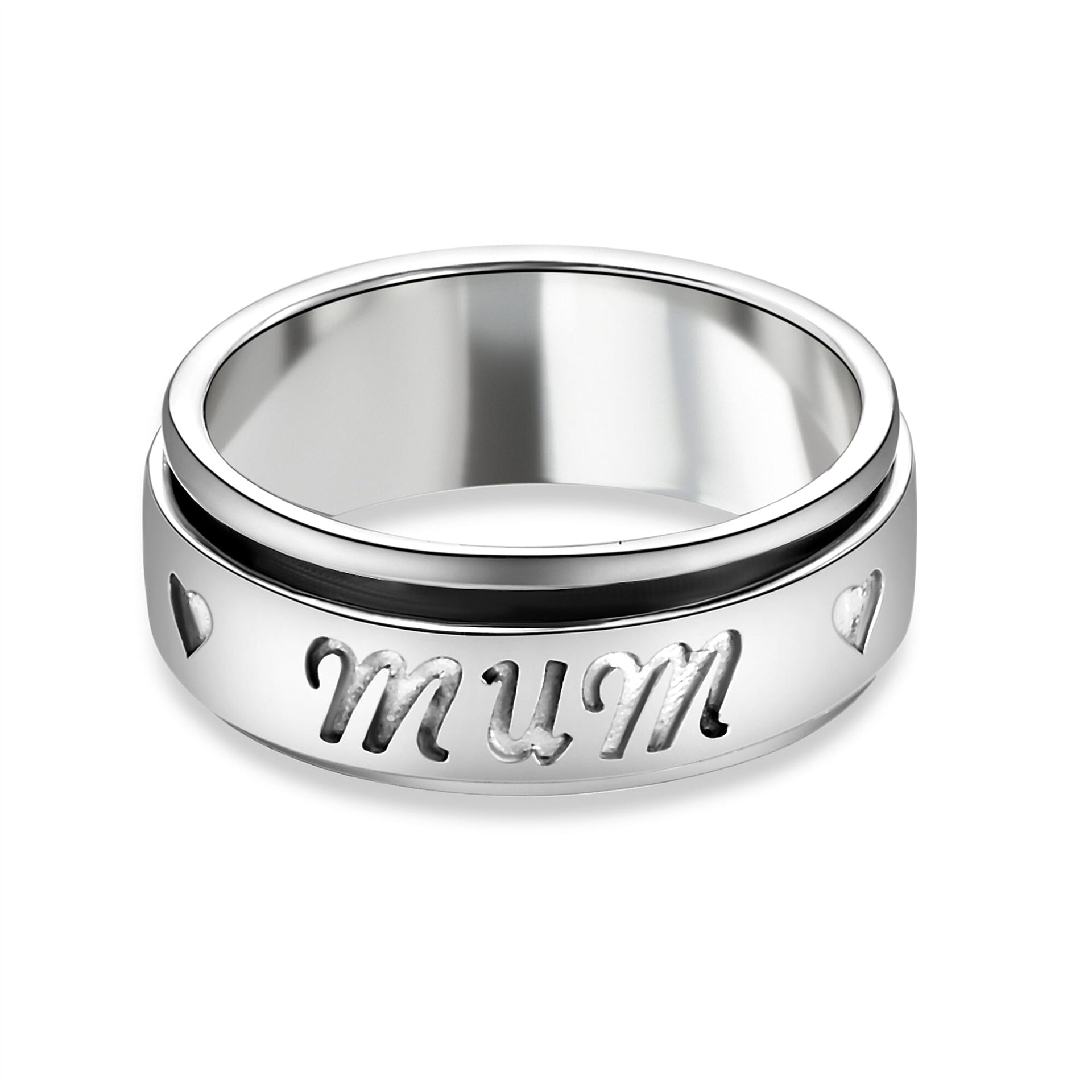 Artisan Crafted Platinum Overlay Sterling Silver MUM Spinner Ring 8729572 0