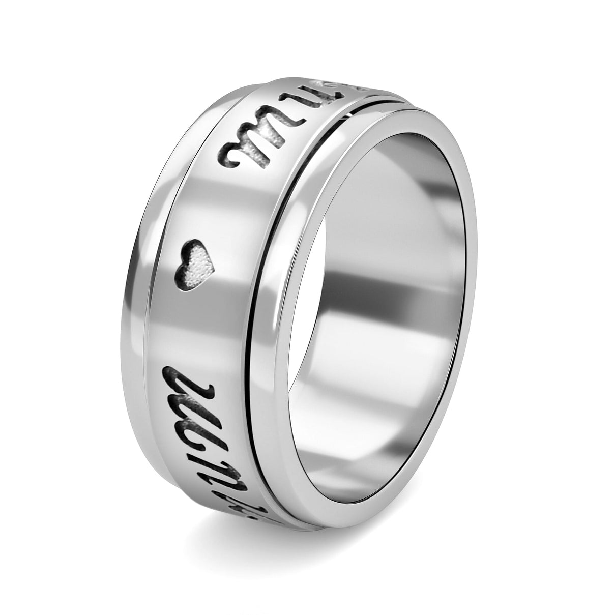 Artisan Crafted Platinum Overlay Sterling Silver MUM Spinner Ring 8729572 6