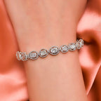 Artisan Crafted Polki Diamond Bracelet (Size - 8) in Platinum Overlay Sterling Silver 1.50 Ct, Silver Wt. 13.73 Gms