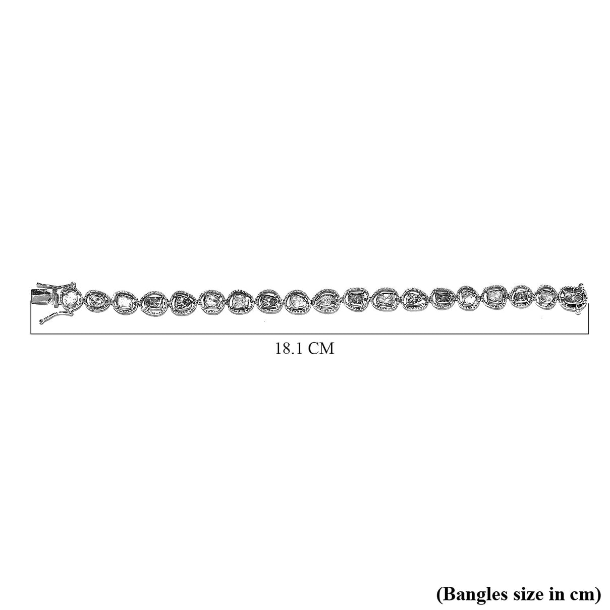 Artisan Crafted Polki Diamond Bracelet (Size - 7) in Platinum Overlay Sterling Silver 1.50 Ct, Silver Wt. 13.73 Gms 7026354 5