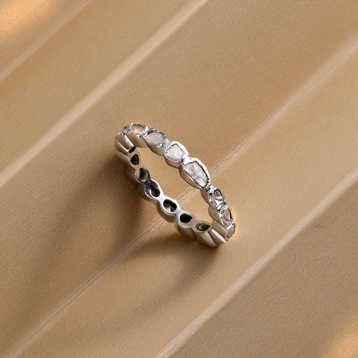Artisan Crafted Polki Diamond Ring in Platinum Overlay Sterling Silver 0.50 Ct. 7210965 2