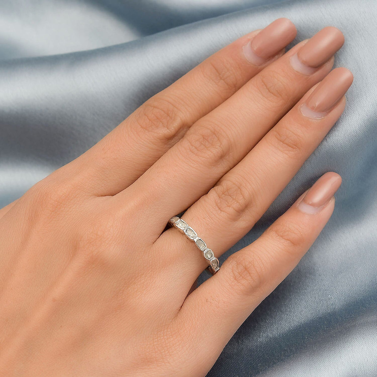 Artisan Crafted Polki Diamond Ring in Platinum Overlay Sterling Silver 0.50 Ct. 7210965 3