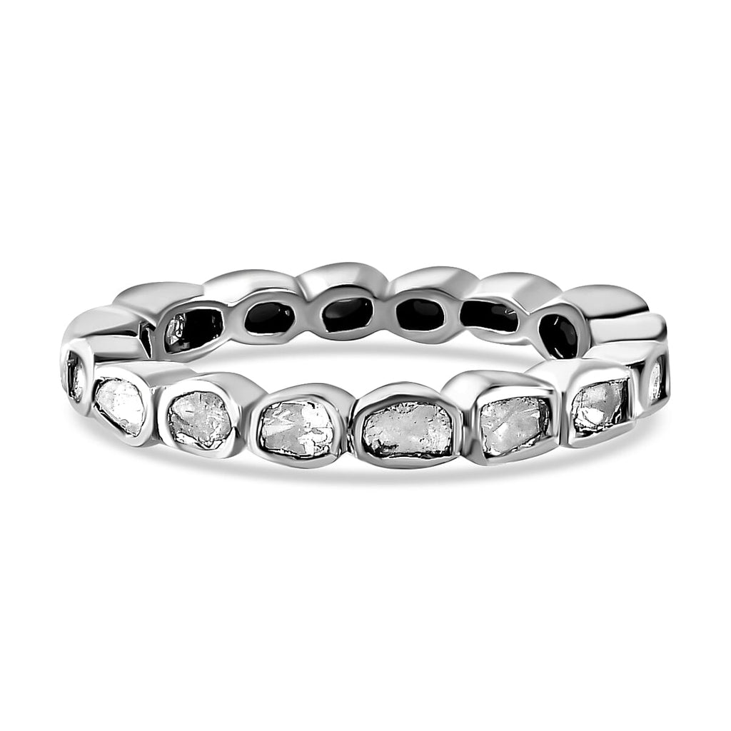Artisan Crafted Polki Diamond Ring in Platinum Overlay Sterling Silver 0.50 Ct.