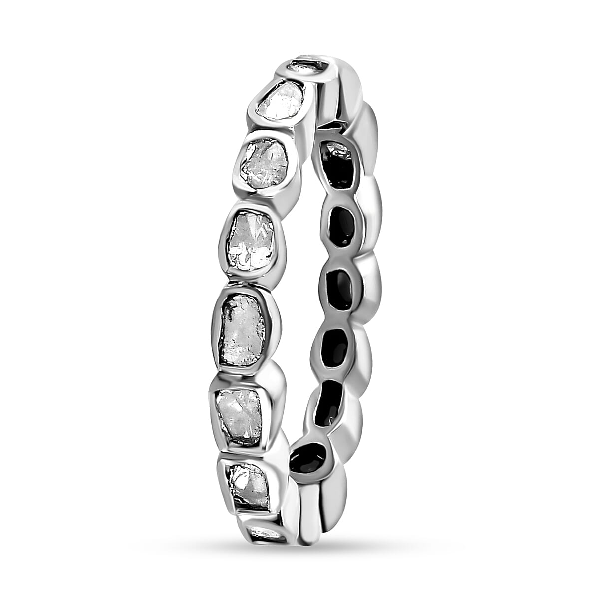 Artisan Crafted Polki Diamond Ring in Platinum Overlay Sterling Silver 0.50 Ct. 7210968 3