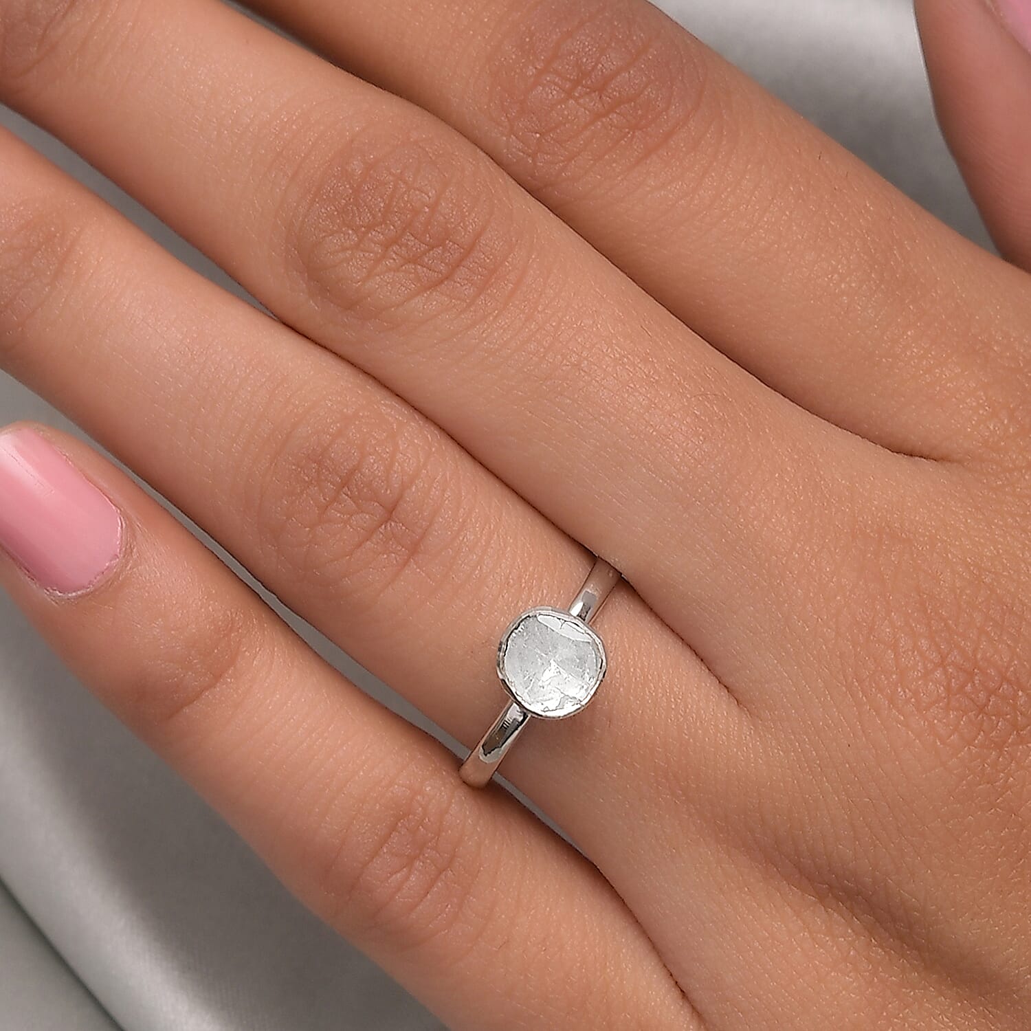 Artisan Crafted Polki Diamond Ring in Platinum Overlay Sterling Silver 0.25 Ct 8922020 3