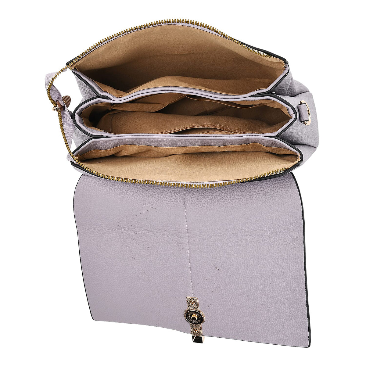Artisan Crossbody Sling Bag with Geometric Pattern Shoulder Strap - Lavender 8044920 5