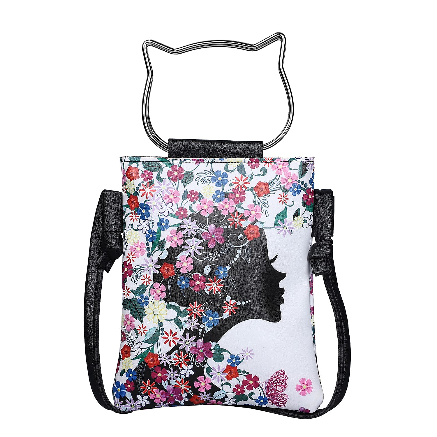 Asian Ethnic Pattern Collection Flower Fairy Pattern Crossbody bag with Cat-Shaped Handle Drop - Multi 7307245 0