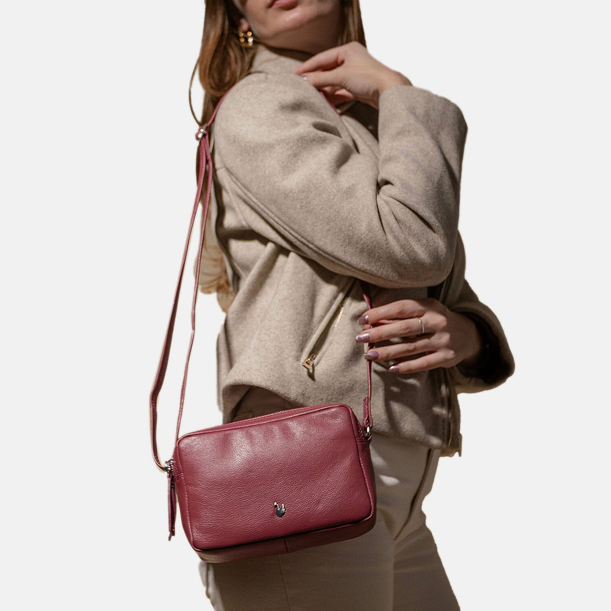 Assots London Avon Pink Soft Nappa Full Grain Real Leather Crossbody Bag 8501576 2