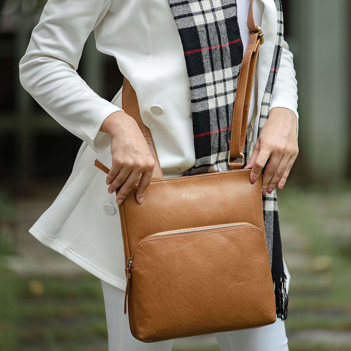 Assots London Canary Tan Vintage Leather Sling Crossbody Bag V32513188 1