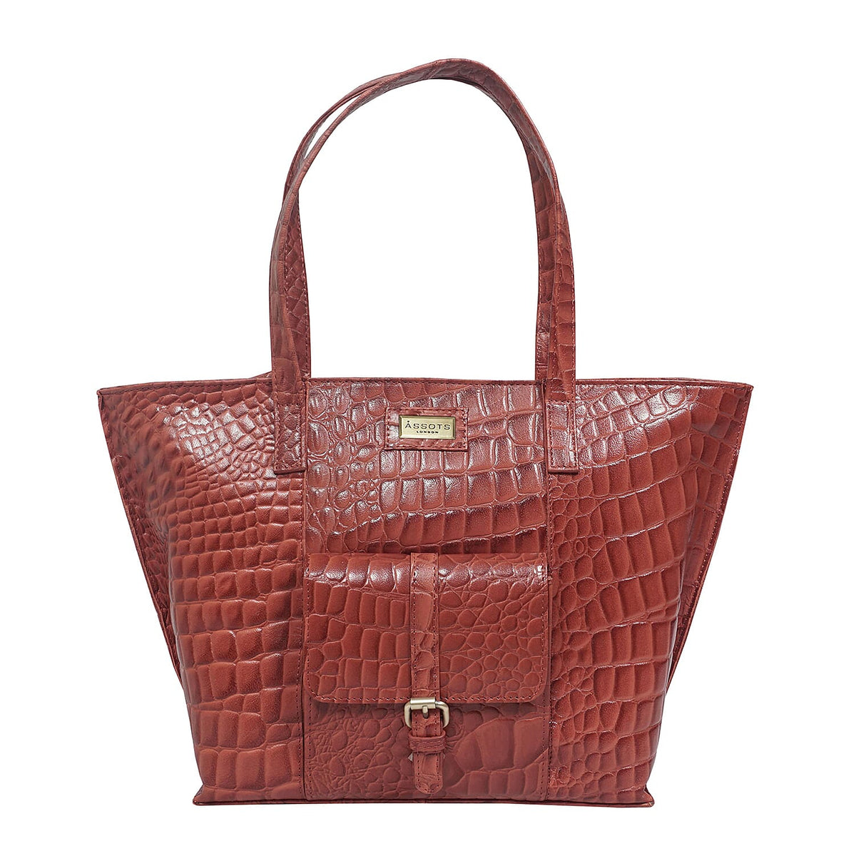 Assots London Emma Genuine Leather Croc PatternTote Bag - Red 7077912 0