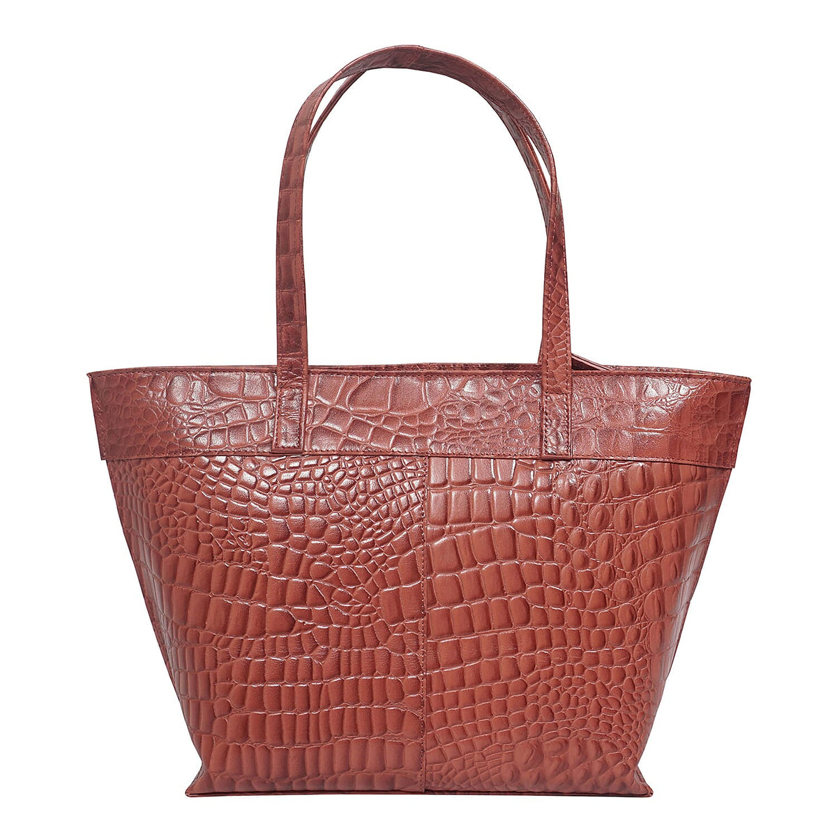 Assots London Emma Genuine Leather Croc PatternTote Bag - Red 7077912 1