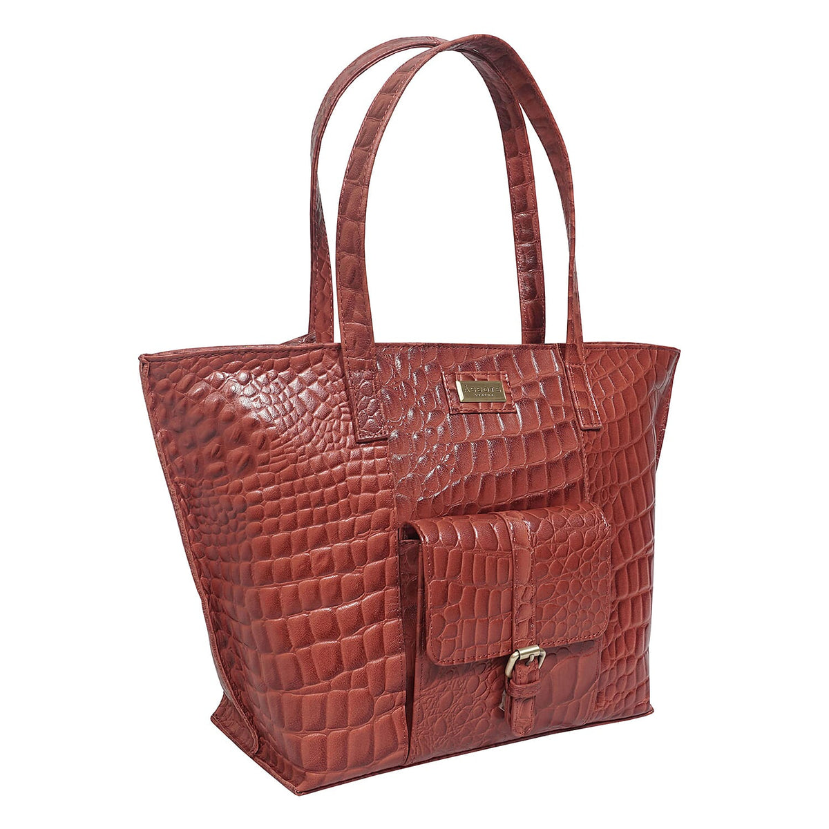 Assots London Emma Genuine Leather Croc PatternTote Bag - Red 7077912 2